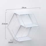 Hanging Wrought Iron Hexagonal Grid Wall Shelf Home Decoration