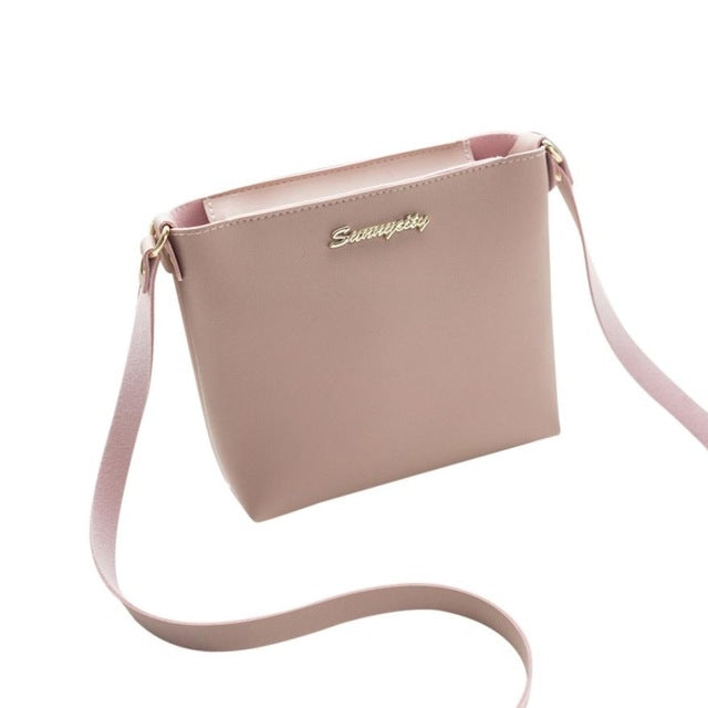 Women Solid zipper Shoulder Bag Crossbody Bag Messenger Phone Coin Bag Pink