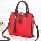 Vintage PU Leather Ladies HandBags Women Messenger Bags Totes Tassel Designer Crossbody Shoulder Bag Boston Hand Bags Wine Red