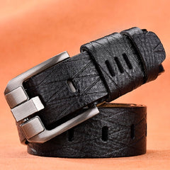 Men Vintage Crocodile Textured Leather Belt, 105CM, 110CM, 115CM, 120CM, 125CM - Zen Craft