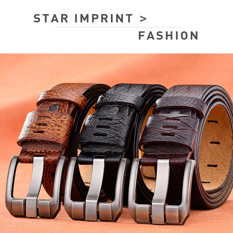 Men Vintage Crocodile Textured Leather Belt, 105CM, 110CM, 115CM, 120CM, 125CM - Zen Craft