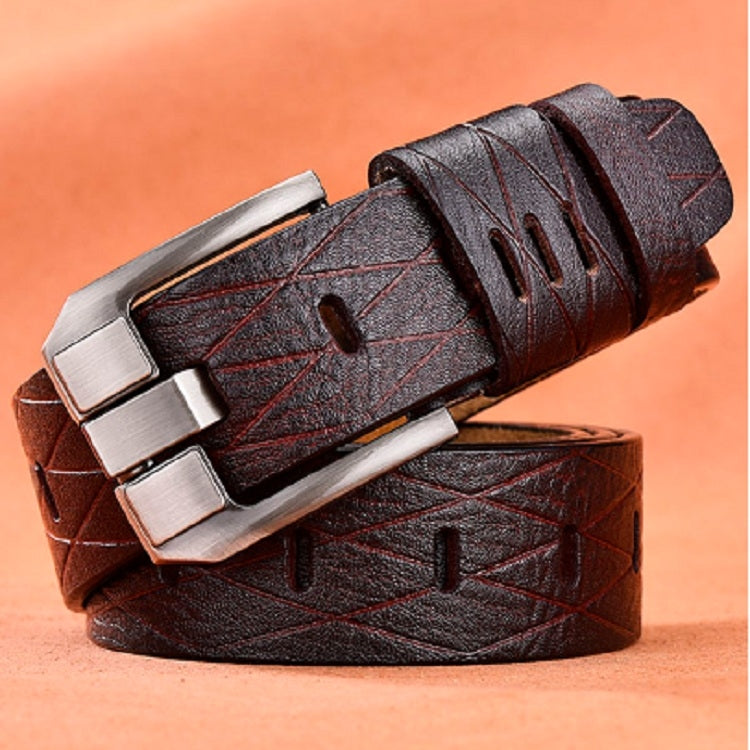 Men Vintage Crocodile Textured Leather Belt, 105CM, 110CM, 115CM, 120CM, 125CM - Zen Craft