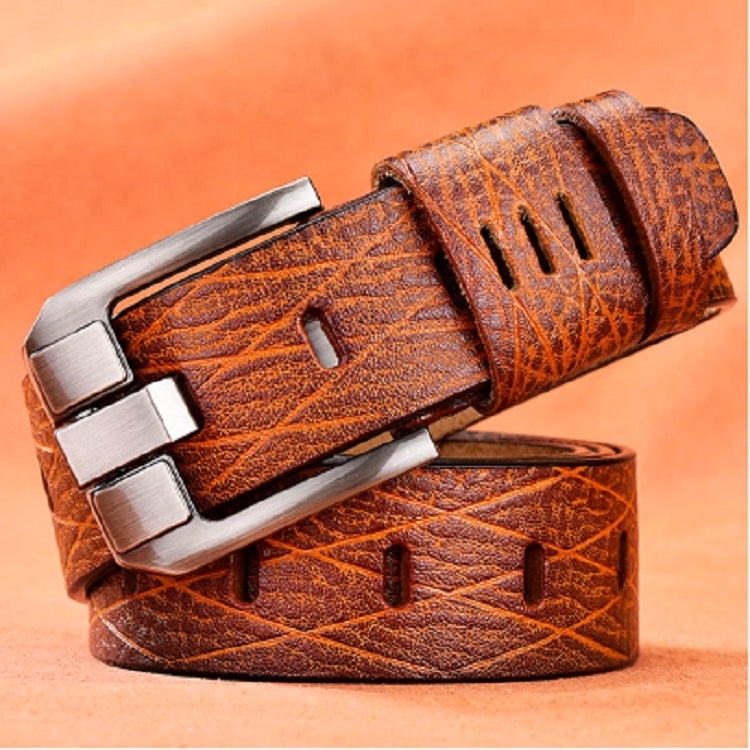 Men Vintage Crocodile Textured Leather Belt, 105CM, 110CM, 115CM, 120CM, 125CM - Zen Craft