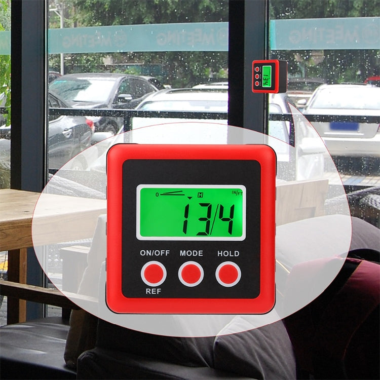 3 Button Mini Precision Magnetic Digital Tilt Box / Tilt Meter / Inclinometer Red