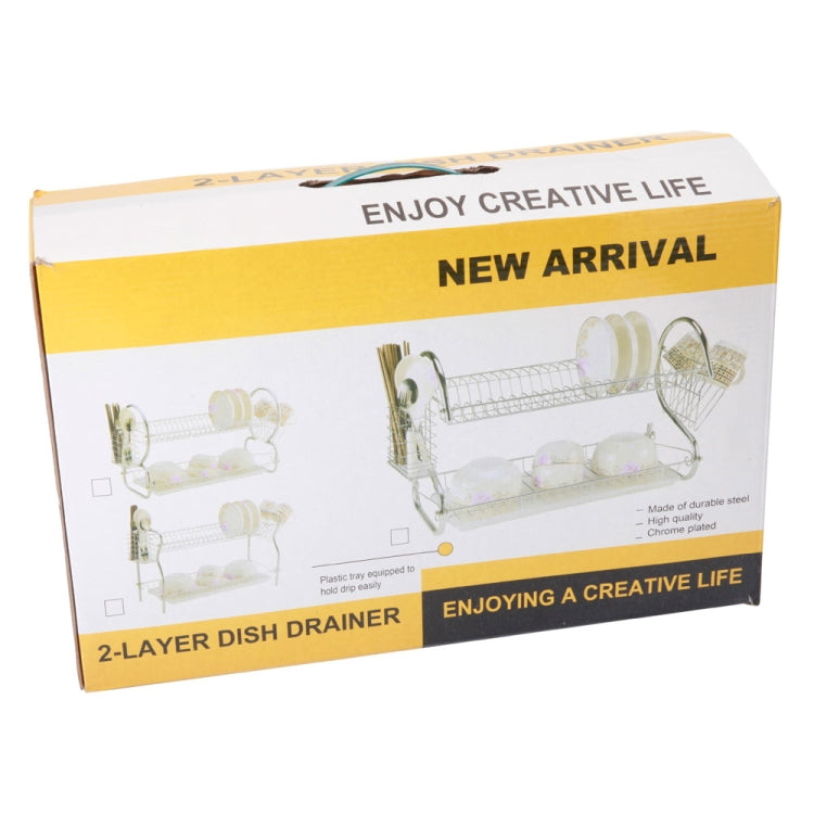 2 Tiers Kitchen Dish Drying Rack Drainer Dryer Tray Cultery Holder, Cultery Holder