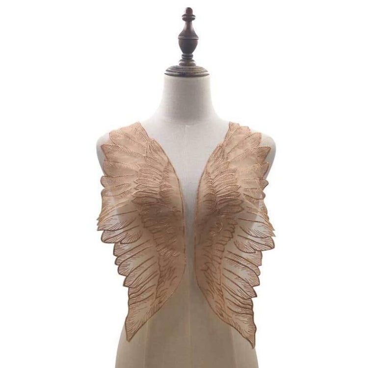 1 Pair Organza Wings Shape Embroidery DIY Clothing Accessories, Red, Black, Gold, White Gold