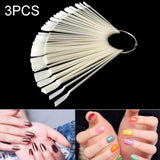 3 Set Fan-shaped Nail Mold Swatch Nail Polish Color Card Nail Art Display Board 带圈圈-自然色