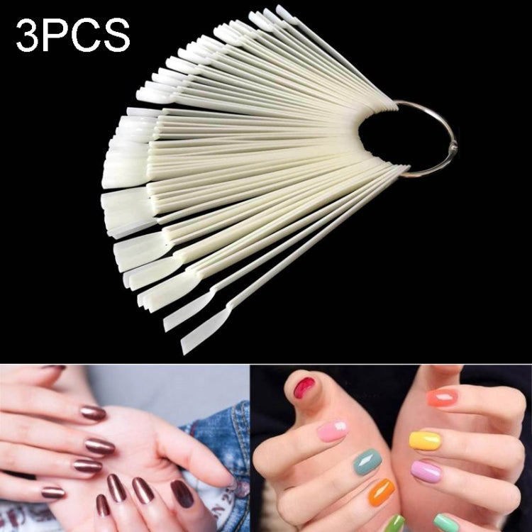 3 Set Fan-shaped Nail Mold Swatch Nail Polish Color Card Nail Art Display Board 带圈圈-自然色