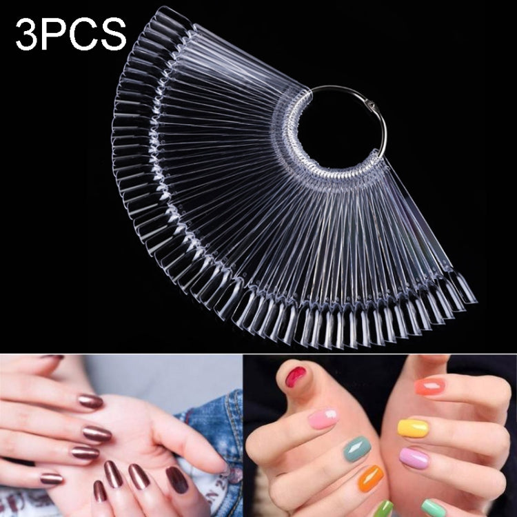 3 Set Fan-shaped Nail Mold Swatch Nail Polish Color Card Nail Art Display Board 带圈圈-透明色