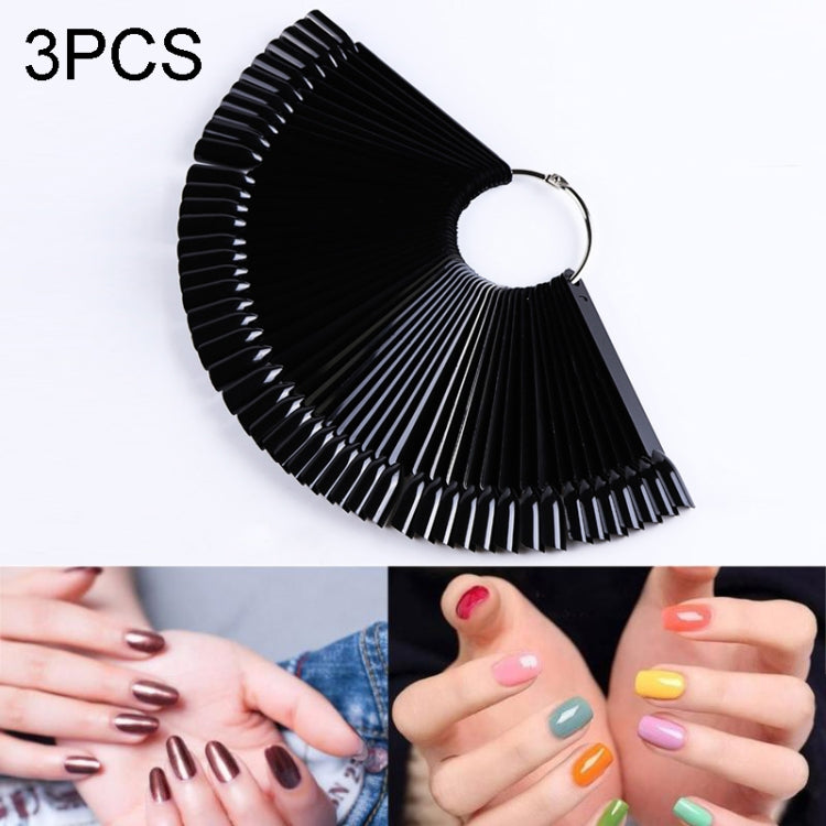 3 Set Fan-shaped Nail Mold Swatch Nail Polish Color Card Nail Art Display Board 带圈圈-黑色
