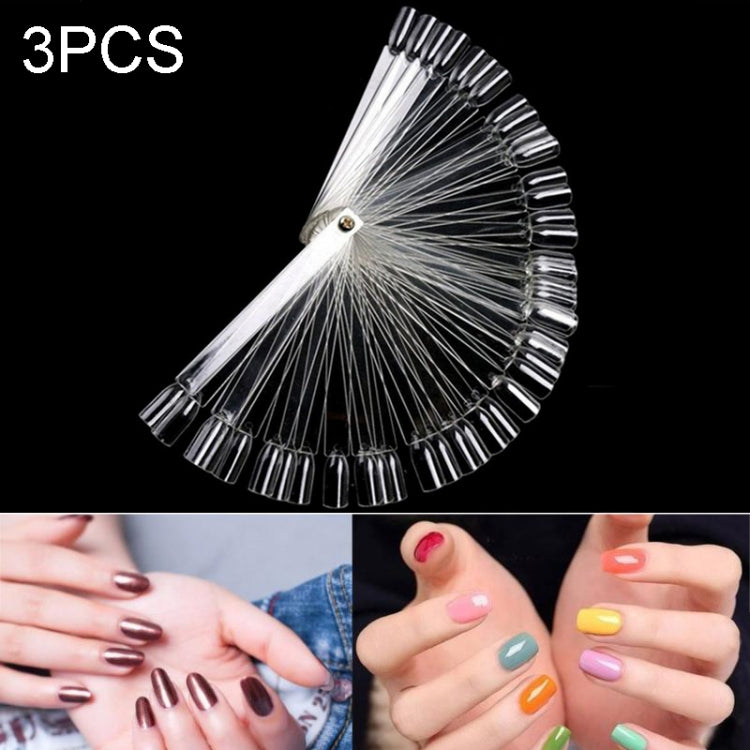 3 Set Fan-shaped Nail Mold Swatch Nail Polish Color Card Nail Art Display Board 带钉子-透明色