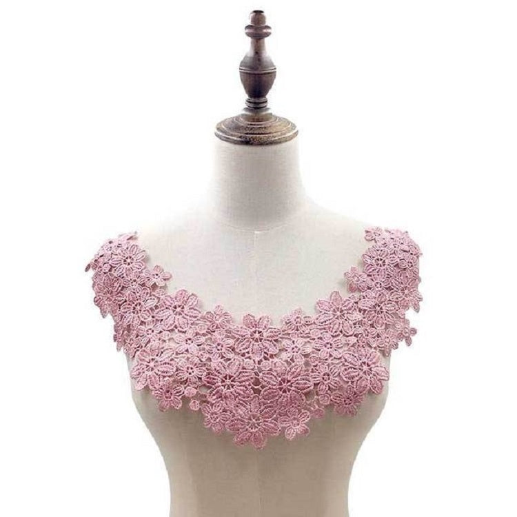 Lace Collar Three-dimensional Hollow Embroidered Fake Collar DIY Clothing Accessories, Size: About 45 x 26cm, Gold Brown, Red Bean Paste Powder