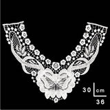 Lace Butterfly Flower Embroidery Collar Flower Three-dimensional Hollow Fake Collar DIY Clothing Accessories, Size: 36 x 30cm, Gold, Gold Line