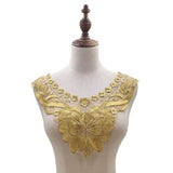 Lace Butterfly Flower Embroidery Collar Flower Three-dimensional Hollow Fake Collar DIY Clothing Accessories, Size: 36 x 30cm, Gold, Gold Line