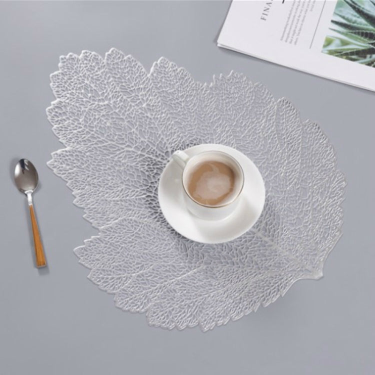 Leaf PVC Heat Resistant Placemat Drink Glass Coaster, Size: 37x47cm
