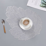 Leaf PVC Heat Resistant Placemat Drink Glass Coaster, Size: 37x47cm