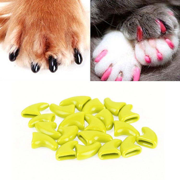 20 PCS Silicone Soft Cat Nail Caps / Cat Paw Claw / Pet Nail Protector/Cat Nail Cover, XS, S, M, L XS Yellow