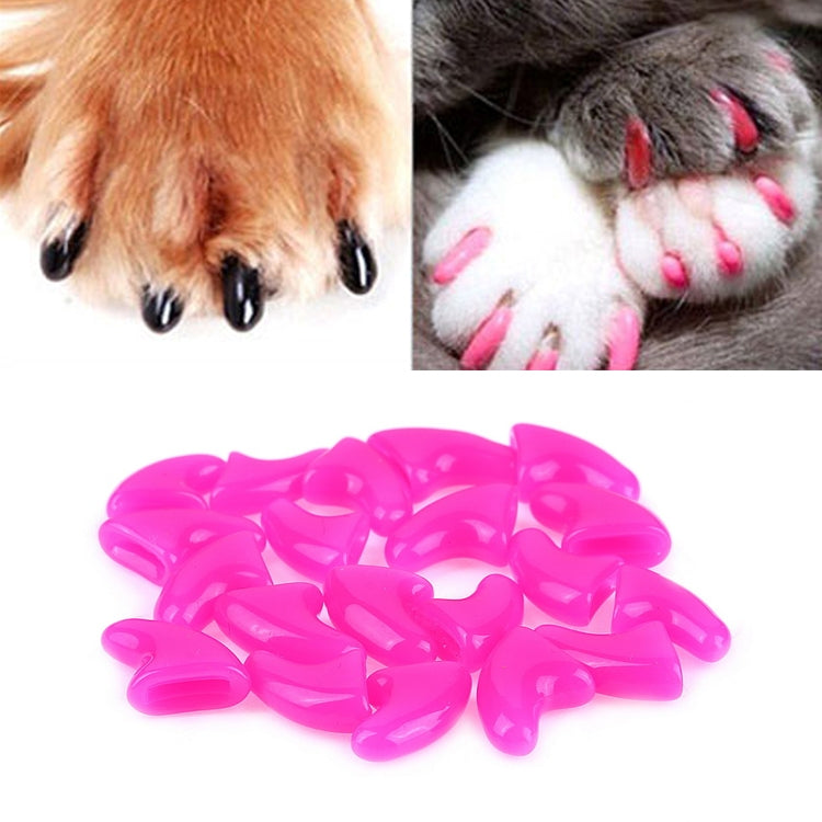 20 PCS Silicone Soft Cat Nail Caps / Cat Paw Claw / Pet Nail Protector/Cat Nail Cover, XS, S, M, L S Rose Red