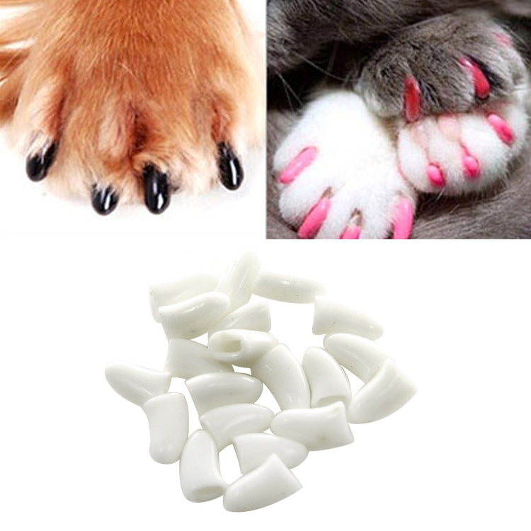 20 PCS Silicone Soft Cat Nail Caps / Cat Paw Claw / Pet Nail Protector/Cat Nail Cover, XS, S, M, L L White