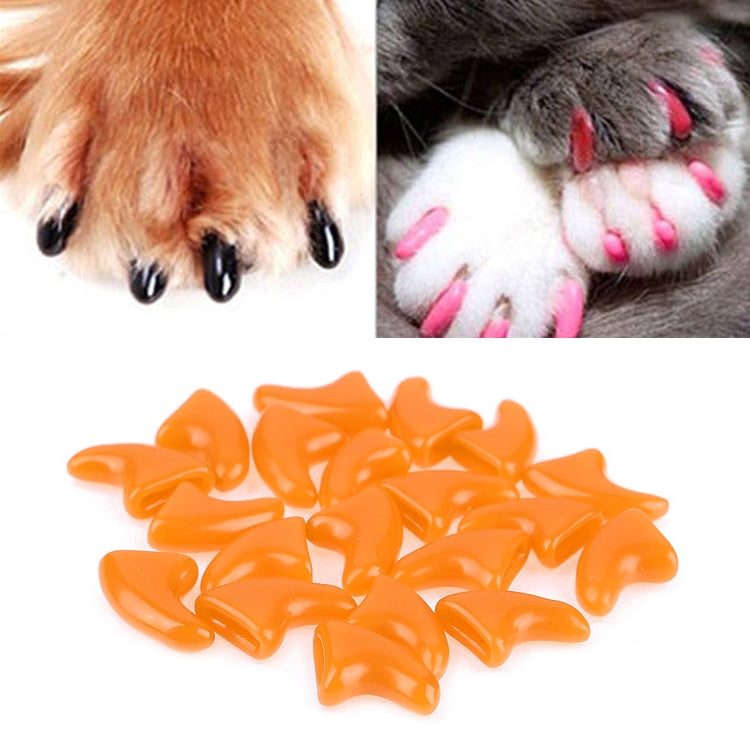 20 PCS Silicone Soft Cat Nail Caps / Cat Paw Claw / Pet Nail Protector/Cat Nail Cover, XS, S, M, L L Orange