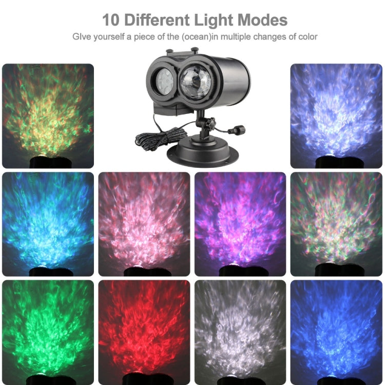 12W RGBW LED Double Tube Water Waves Lamp Christmas Projection Light, 12 Patterns, 16 Patterns