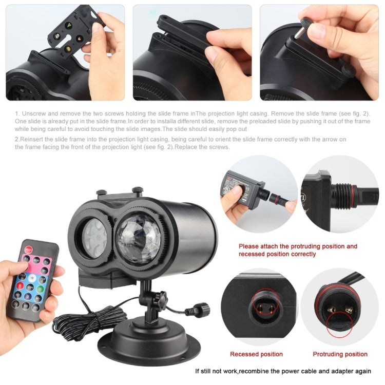 12W RGBW LED Double Tube Water Waves Lamp Christmas Projection Light, 12 Patterns, 16 Patterns