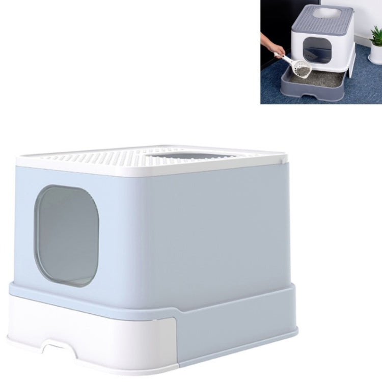 Top Drawer Fully Enclosed Cat Litter Box Pet Supplies Blue