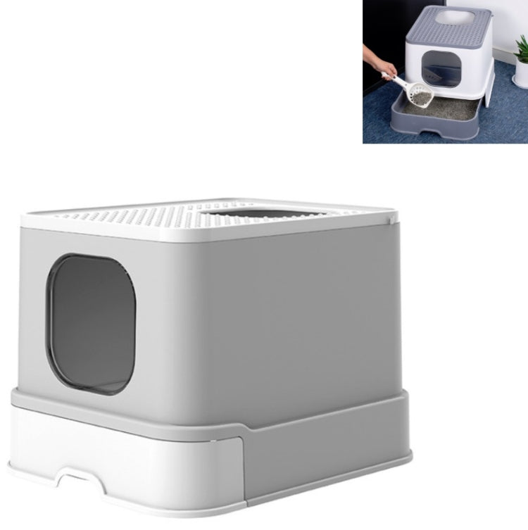 Top Drawer Fully Enclosed Cat Litter Box Pet Supplies Gray