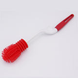 Washing Cleaning Rotary Handle Long Handle Scrubbing Feeding-bottle Brush Red