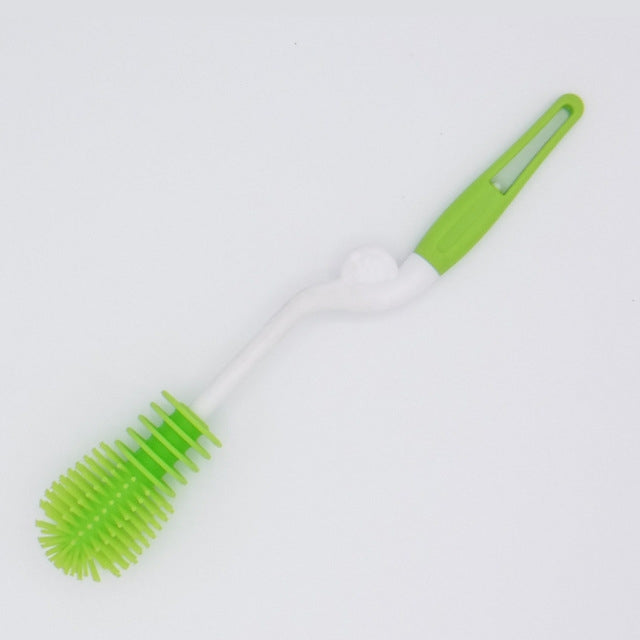 Washing Cleaning Rotary Handle Long Handle Scrubbing Feeding-bottle Brush Green