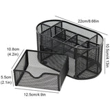 Desk Organizer 9 Grids Metal Mesh Office Pen Pencil Holder