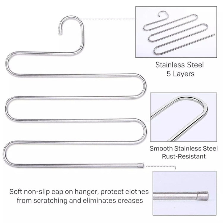 5 Layers S Shape Multi-Functional Clothes Hangers Pants Storage Hangers, S Shape Hangers