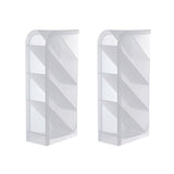2 PCS Multi-function 4 Grid Desktop Pen Holder Office School Storage Case Clear Plastic Box Desk Pencil Organizer