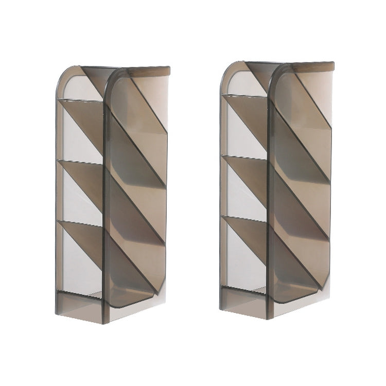 2 PCS Multi-function 4 Grid Desktop Pen Holder Office School Storage Case Clear Plastic Box Desk Pencil Organizer