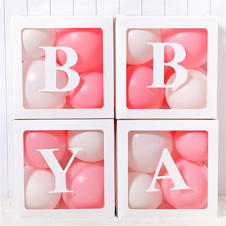 Wedding Birthday Party Decoration Transparent Letter Balloon Box, White Baby, White Love White Baby