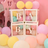 Wedding Birthday Party Decoration Transparent Letter Balloon Box, White Baby, White Love