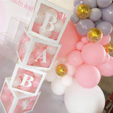 Wedding Birthday Party Decoration Transparent Letter Balloon Box, White Baby, White Love