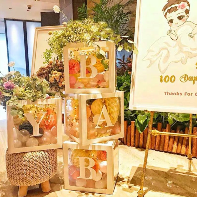 Wedding Birthday Party Decoration Transparent Letter Balloon Box, White Baby, White Love