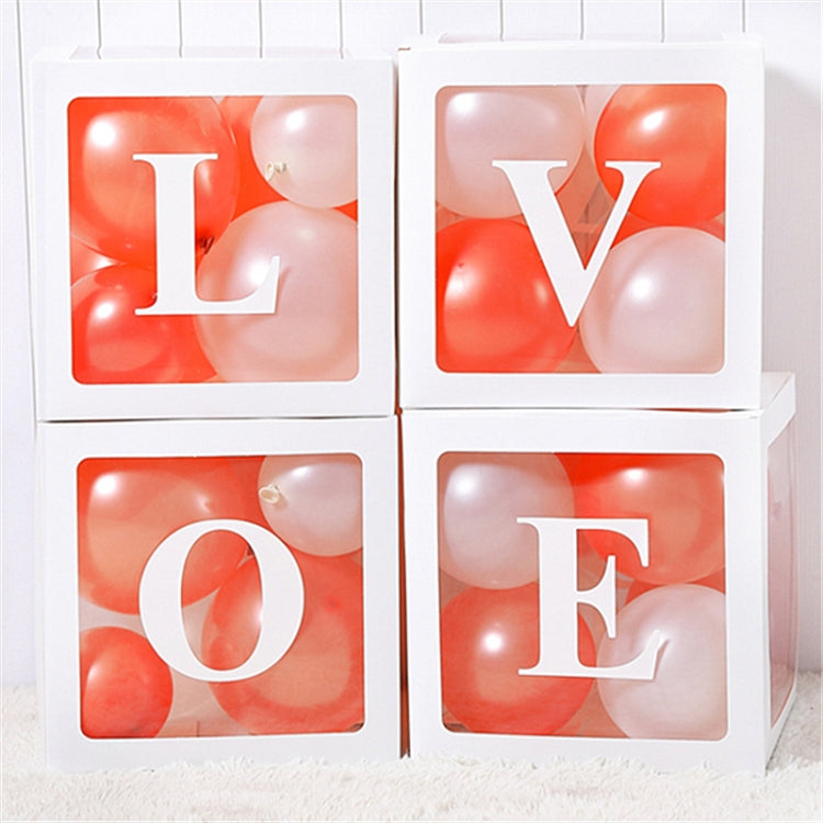Wedding Birthday Party Decoration Transparent Letter Balloon Box, White Baby, White Love White Love
