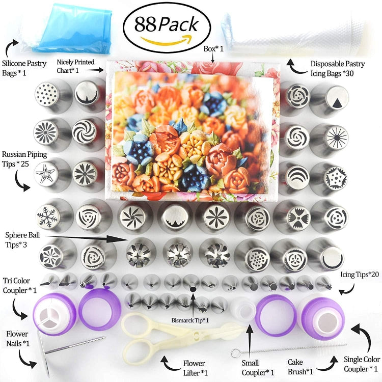 88 in 1 Decorating Mouth Set Cake Baking Jewelry Set, 88 PCS/Set