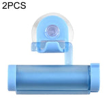 2 Pcs Creative Sucker Hangable Toothpaste Extruder with Sucker &Holder, WHITE, Blue, Green, YELLOW, Pink Blue