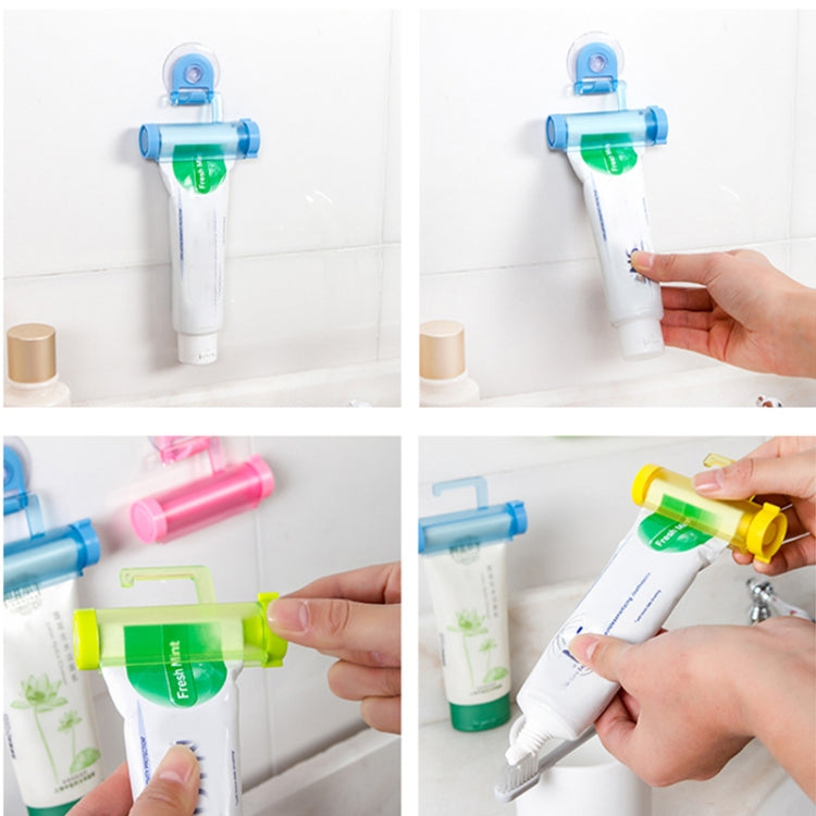 2 Pcs Creative Sucker Hangable Toothpaste Extruder with Sucker &Holder, WHITE, Blue, Green, YELLOW, Pink