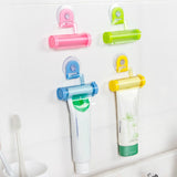 2 Pcs Creative Sucker Hangable Toothpaste Extruder with Sucker &Holder, WHITE, Blue, Green, YELLOW, Pink