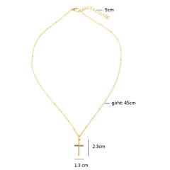 Women Fashion Bright Electroplating Cross Jewelry Necklace, Gold, Silver - Zen Craft