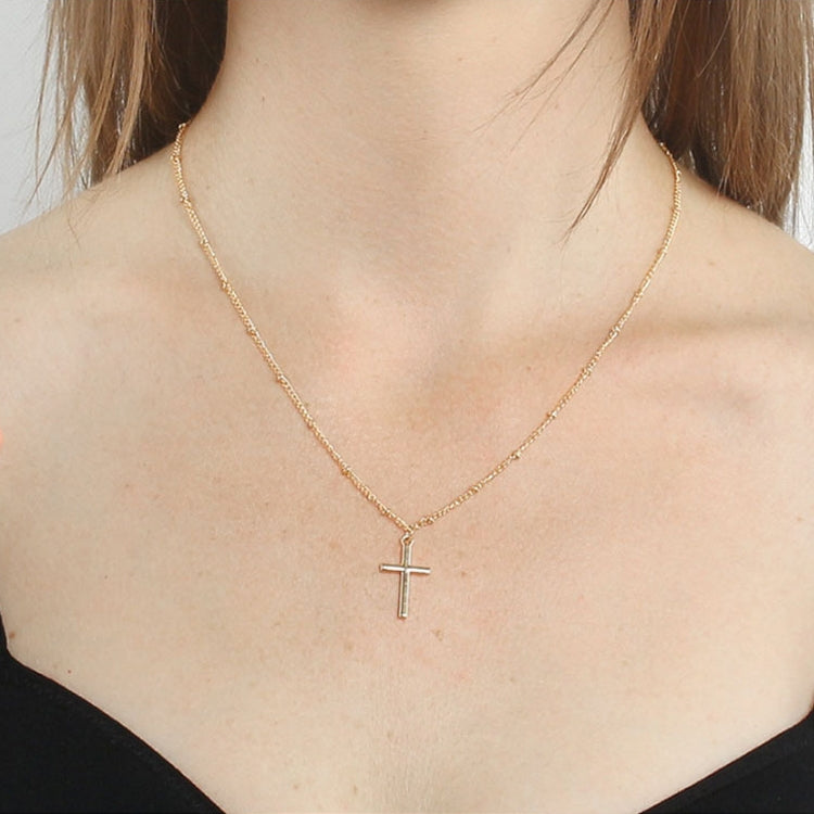 Women Fashion Bright Electroplating Cross Jewelry Necklace, Gold, Silver - Zen Craft