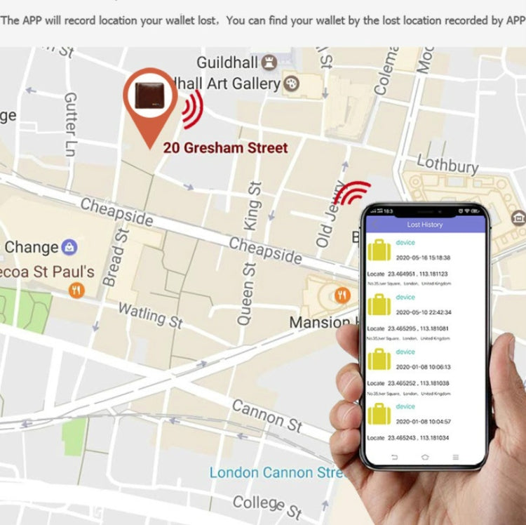 Men Leather Business Wallet Smart Anti-Lost Anti-Theft Wallet, Smart