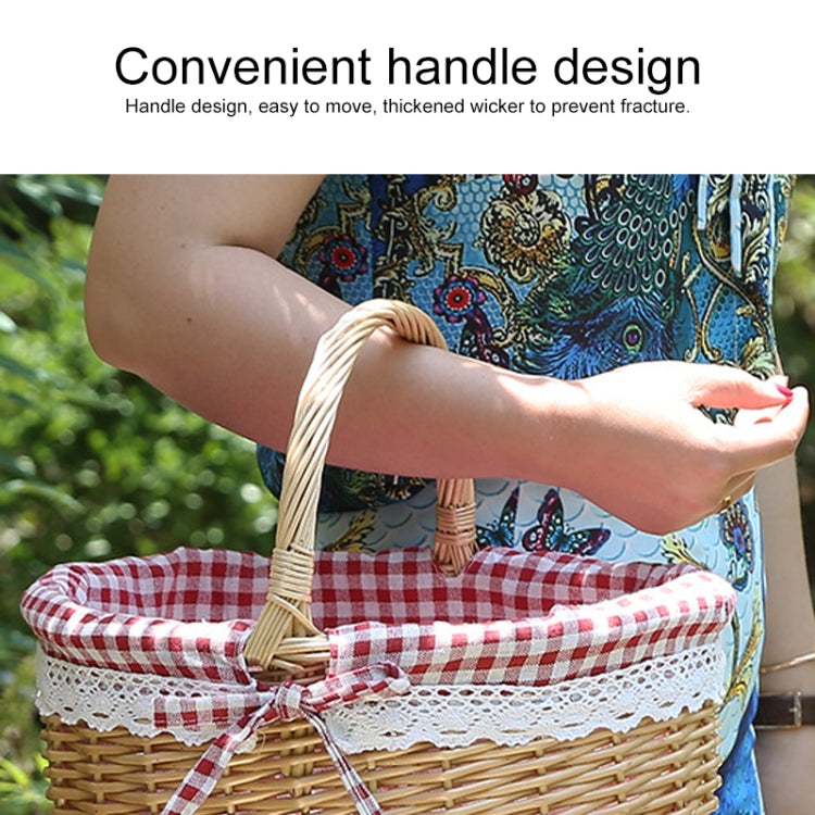 Hand-woven Picnic Basket Sackcloth Rattan Storage Basket, Small, Large