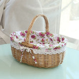 Hand-woven Picnic Basket Sackcloth Rattan Storage Basket, Small, Large