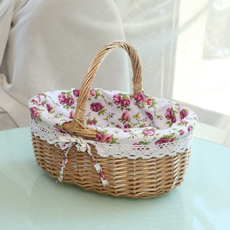 Hand-woven Picnic Basket Sackcloth Rattan Storage Basket, Small, Large