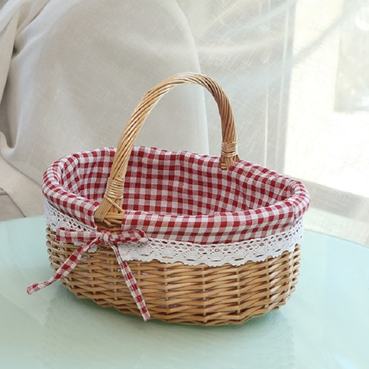 Hand-woven Picnic Basket Sackcloth Rattan Storage Basket, Small, Large